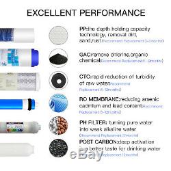 10 Stage 100 GPD Undersink Reverse Osmosis RO Water Filter System Alkaline pH+