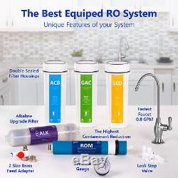 10 Stage Alkaline Reverse Osmosis Water Filter System + Pressure Gauge ROALK5DG