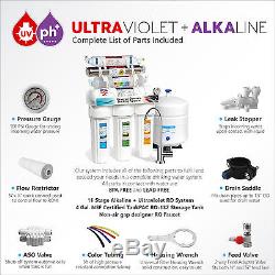 11-Stage Reverse Osmosis Water Filter System Ultraviolet Alkaline Pressure Gauge