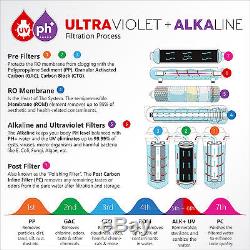 11-Stage Reverse Osmosis Water Filtration System UV Ultraviolet Alkaline 50 GPD