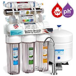 11-Stage Reverse Osmosis Water Filtration System UV Ultraviolet Alkaline Clear