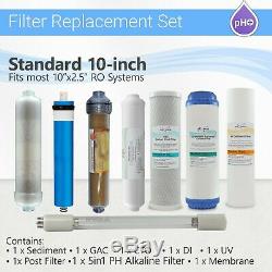 12 Stage RO System Filter Set 5 in1 Alkaline DI, UV 4 Pins Bulb + Membrane