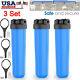 3 Pack 20-inch Big Blue Whole House Water Filter System 1 Port, With Bracket