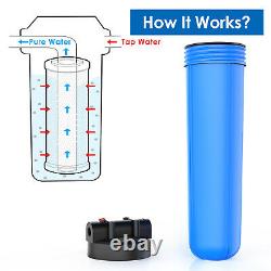 3 Pack 20-Inch Big Blue Whole House Water Filter System 1 Port, With Bracket