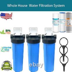 3-Stage Big Blue 20 Whole House System 1 Port+, CTO, Sediment, Pleated Filters