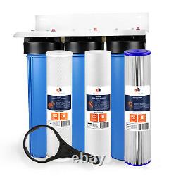3-Stage Big Blue 20 Whole House System 1 Port+Carbon, Sediment, Pleated Filters