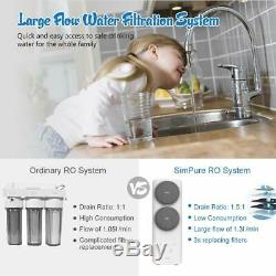 400G RO Reverse Osmosis Drinking Water Filter System Purifier Fast Flow, Tankless