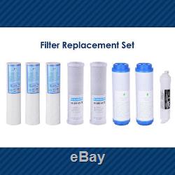 5 Stage 50 GPD Reverse Osmosis System Water Filter RO Purifier withPressure Gauge