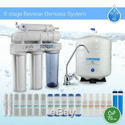 5 Stage Drinking Reverse Osmosis System With 20 Water Filters 75 GPD (2 Membranes)