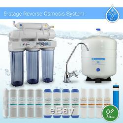 5 Stage Home Drinking Reverse Osmosis System With Total 15 RO Filter 75 GPD