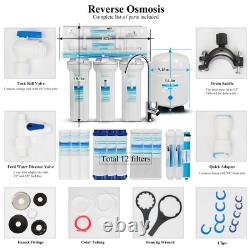 5 Stage Home Drinking Reverse Osmosis Water System Purifier 7 Extra Filter 75GPD