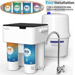 5 Stage PH Alkaline Reverse Osmosis Drinking Water Filter System Faucet Purifier