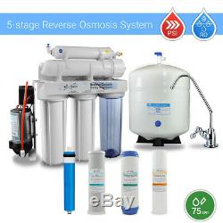5 Stage Residential Drinking Reverse Osmosis System With Booster Pump 75 GPD