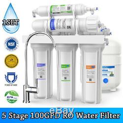 5 Stage Reverse Osmosis Drinking Water Filter RO System Home Purifier 100GPD