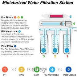 5 Stage Reverse Osmosis Drinking Water Filter RO System Water Purifier 100GPD
