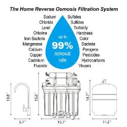 5 Stage Reverse Osmosis Drinking Water Filter System 75 GPD RO Home Purifier