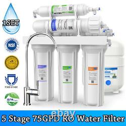 5 Stage Reverse Osmosis Drinking Water System RO Home Purifier 75GPD FedEx Ship