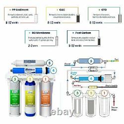5 Stage Reverse Osmosis Home Drinking Water Filter System Purifier Under Sink