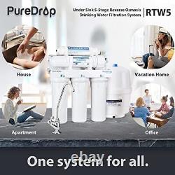 5 Stage Reverse Osmosis RO Water Filtration System with Faucet White
