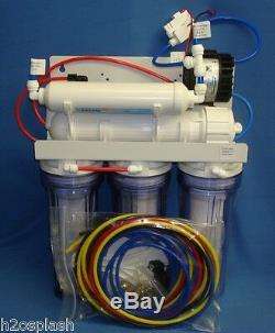 5 Stage Reverse Osmosis System 75 GPD RO Booster/Permeate Pump -Clear Housings