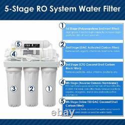 5 Stage Reverse Osmosis System Home Water Filter Kit RO System Drinking Purifier