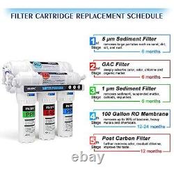 5-Stage Reverse Osmosis Water Filtration System 100GPD Fast Flow Plus Extra 4