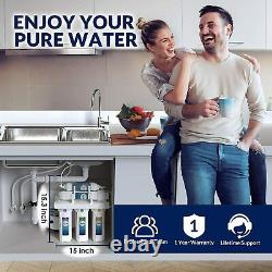 5 Stage Under Sink Reverse Osmosis Water Filter System 75GPD Extra 3 Year Filter
