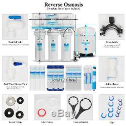 5 Stage Undersink Drinking Reverse Osmosis System With 12 Water Filters 75GPD