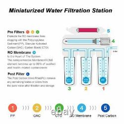 5 Stage Undersink Reverse Osmosis Water Filter System 100 GPD Membrane Filter