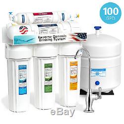 5-Stage Undersink Water Filter System Reverse Osmosis Filtration 100GPD Membrane