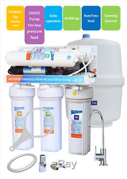 5 stages undersink RO reverse osmosis water filter system with Pump & SS Faucet
