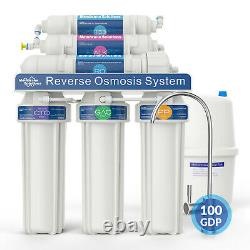 6 Stage 100GPD Alkaline Reverse Osmosis Drinking Water Filter System Purifier US