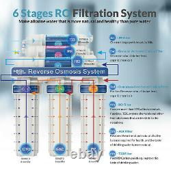 6 Stage 100GPD Alkaline Reverse Osmosis Water Filtration TDS Reduction RO System