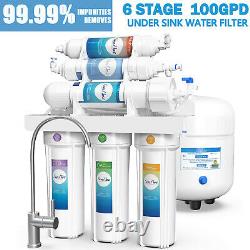 6 Stage 100GPD PH Alkaline Reverse Osmosis Drinking Water Filter System Purifier
