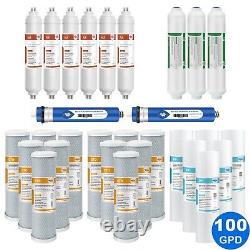 6-Stage 100GPD RO pH Alkaline Reverse Osmosis System Water Filter 1/2/3 Year Set