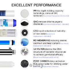 6-Stage 100GPD UV Ultra Violet Sterilizer Reverse Osmosis Water Filter System RO