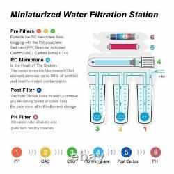 6 Stage 100 GPD Alkaline Reverse Osmosis Under Sink Water Filter System Purifier