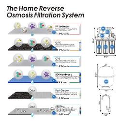 6 Stage 75 GPD Alkaline Under Sink Reverse Osmosis Water Filter System Drinking