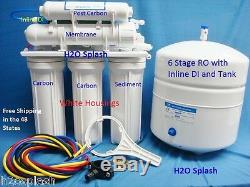6 Stage RO+DI Reverse Osmosis System 75 GPD membrane Water Filter Storage Tank