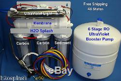 6 Stage RO UV + Booster Pump 100/150GPD Reverse Osmosis System Water Filter Tank