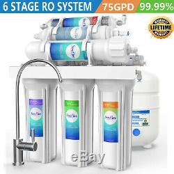6 Stage Reverse Osmosis System With Alkaline Drinking Water Filtration Set 75GPD