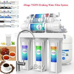 6-Stage Reverse Osmosis Water Filtration System Alkaline 75GPD RO Home Purifier