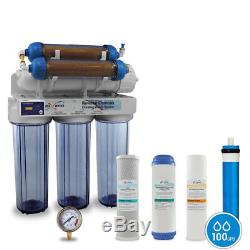 6 Stages 100 GPD Aquarium Reverse Osmosis System RO DI + HM Inline TDS Meter
