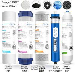 75G/100GPD 5Stage Water Filter RO System Under Sink Kitchen Purifier Replacement