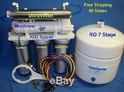 7 Stage(100/150GPD)RO DI UV Reverse Osmosis System Water Filter Clear H2O Splash