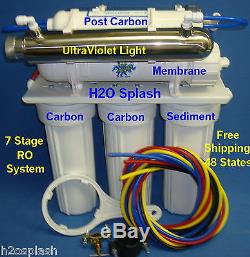 7 Stage 150 gpd RO+DI+UV Reverse Osmosis Water Filter System Aquarium
