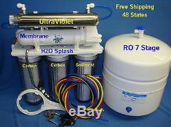 7 Stage(24/35/50GPD)RO DI UV Reverse Osmosis System Water Filter Clear! H2O