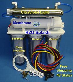 7 Stage 75gpd RO+DI+UV Reverse Osmosis System Water Filter/Clear H2O Splash