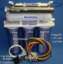 7 Stage RO+UV+Alkaline Filter Reverse Osmosis System 24/35/50 gpd Clear Housings