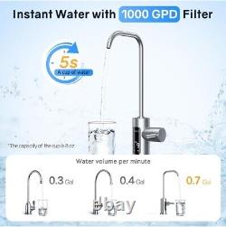 8 Stage Reverse Osmosis System, 1000 GPD Tankless Under Sink Smart LED Faucet